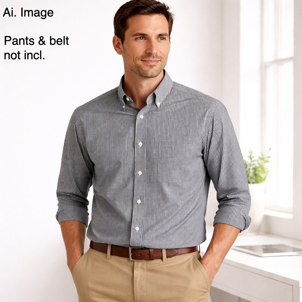Roundtree Yorke Classic Fit Work Shirt Mens M Check Button Down Cotton‎ Preppy